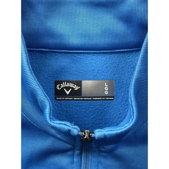 Callaway Sweatshirt Mens Large Blue 1/4 Zip Performance Pullover Golf Sweater - Picture 3 of 6